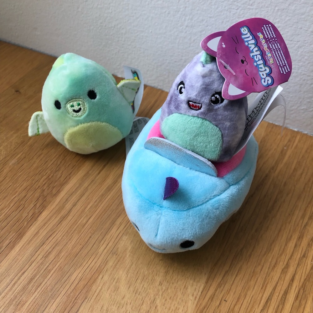 Lot of Squishville mini Squishmallows. Mini Green Dragon & Vehicle + mini squish